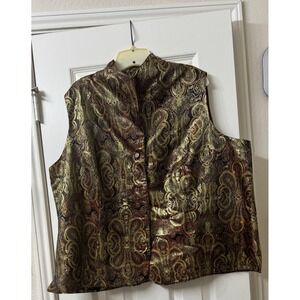 plus size paisley gold vest size 3X Coldwater Creek NWOT
